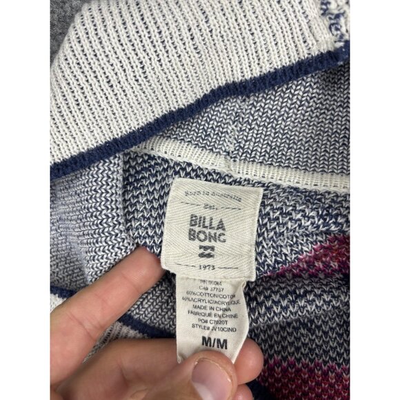 Billabong Sweater Cardigan Womens Medium Cream Pink Shawl Collar Aztec Geometric - Picture 2 of 8